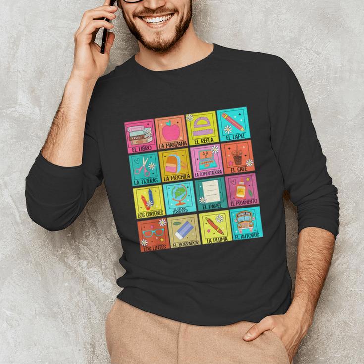 Spanish Teacher Back To School Maestra Dual Language Crew Unisex Long Sleeve T-Shirt, funny gift