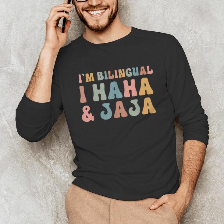 Spanish Teacher Groovy I'm Bilingual I Haha And Jaja Unisex Long Sleeve T-Shirt, funny gift
