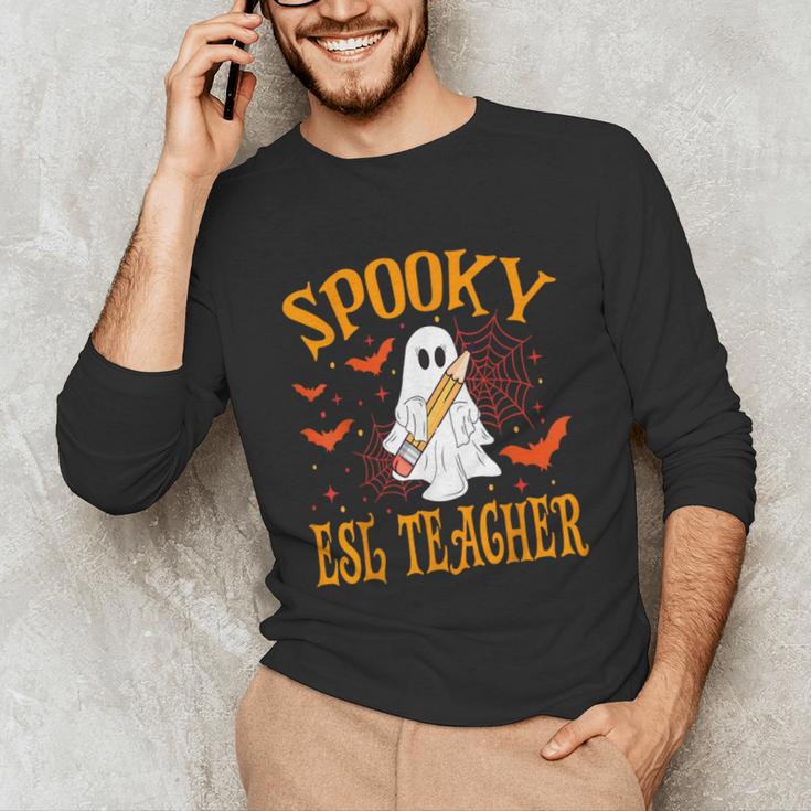 Spooky ESL Teacher Ghost Halloween School Women Unisex Long Sleeve T-Shirt, funny gift Spooky ESL Teacher Ghost Halloween School Women Unisex Long Sleeve T-Shirt, funny gift