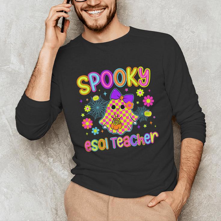 Spooky ESOL Teacher Halloween ESOL Teaching Coquette Unisex Long Sleeve T-Shirt, funny gift Spooky ESOL Teacher Halloween ESOL Teaching Coquette Unisex Long Sleeve T-Shirt, funny gift