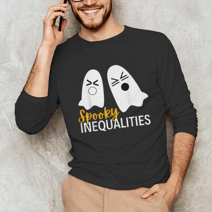 Spooky Ghost Inequalities Halloween Math Teacher Unisex Long Sleeve T-Shirt, funny gift