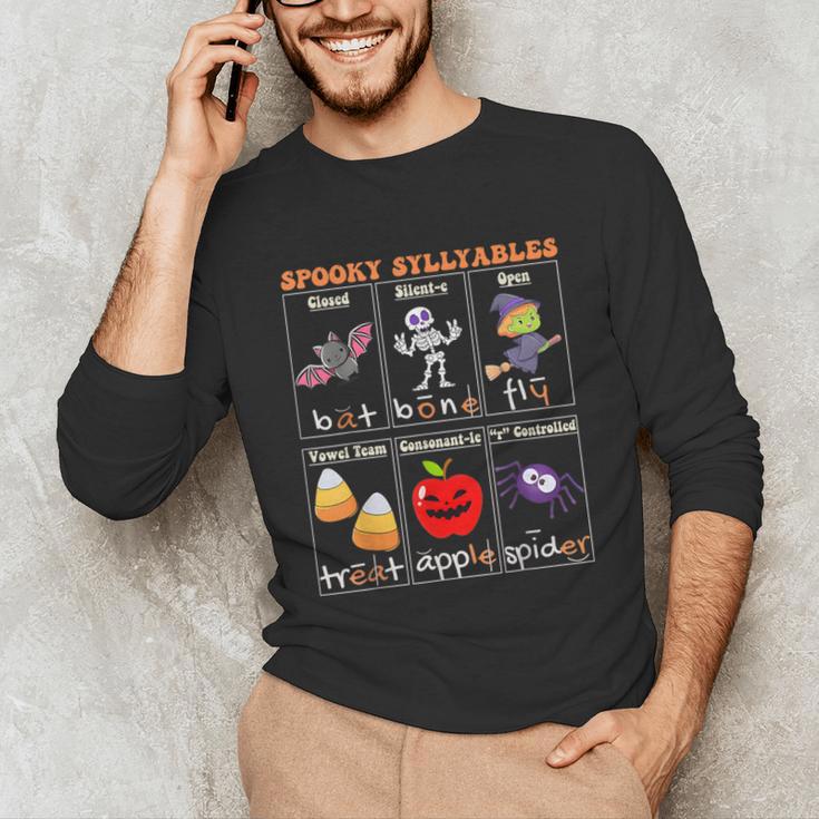 Spooky Syllables Halloween Teacher Student Education Unisex Long Sleeve T-Shirt, funny gift Spooky Syllables Halloween Teacher Student Education Unisex Long Sleeve T-Shirt, funny gift