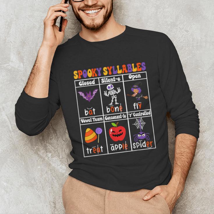 Spooky Syllables Teacher Halloween Educational Kids Unisex Long Sleeve T-Shirt, funny gift