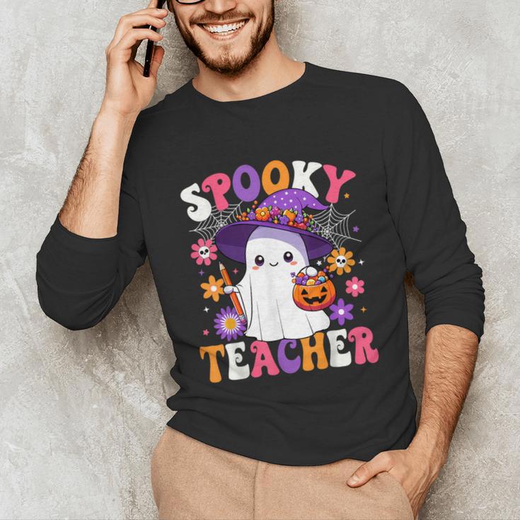 Spooky Teacher Halloween Cute Halloween Teacher Ghost Unisex Long Sleeve T-Shirt, funny gift