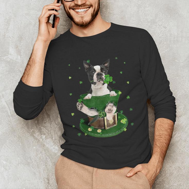 St Patrick's Day Leprechaun Boston Terrier Dog Shamrock For Men Women Kids Unisex Long Sleeve T-Shirt, funny gift
