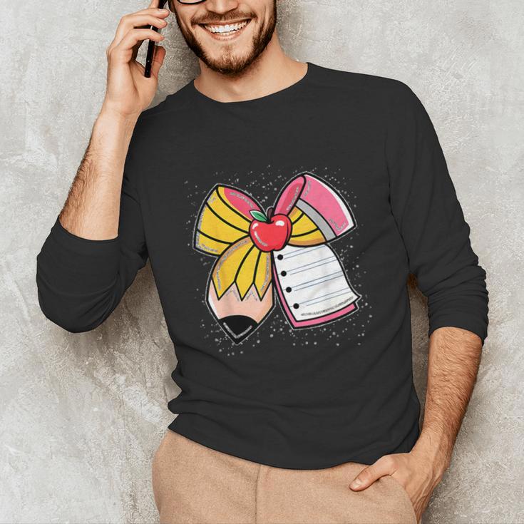 Student Teacher Coquette Bow Pencil Back To School First Day Unisex Long Sleeve T-Shirt, funny gift Student Teacher Coquette Bow Pencil Back To School First Day Unisex Long Sleeve T-Shirt, funny gift