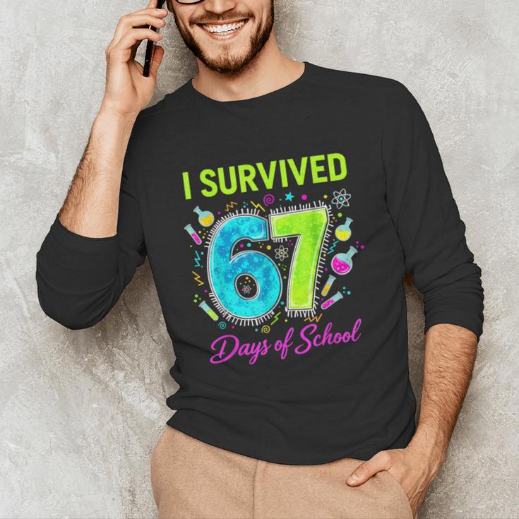 I Survived 67 Days Of School 67 Meme Science Teacher Unisex Long Sleeve T-Shirt, funny gift I Survived 67 Days Of School 67 Meme Science Teacher Unisex Long Sleeve T-Shirt, funny gift