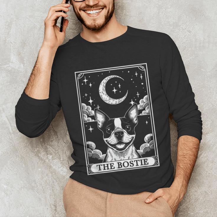 Tarot Card Vintage Crescent Moon Boston Terrier Dog Mom Unisex Long Sleeve T-Shirt, funny gift