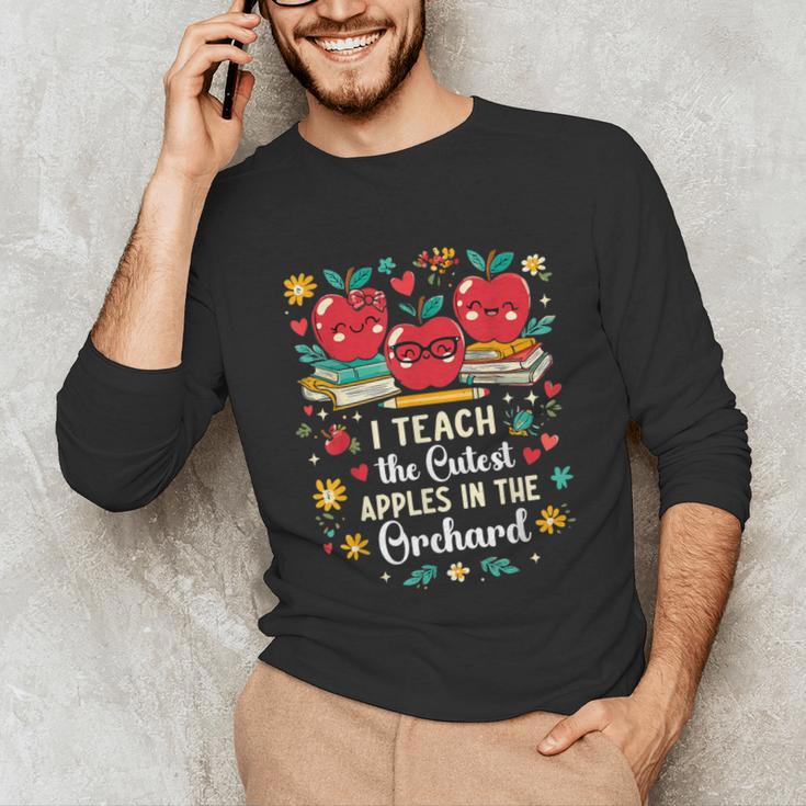 I Teach The Cutest Apples In The Orchard Cute Fall Teacher Unisex Long Sleeve T-Shirt, funny gift I Teach The Cutest Apples In The Orchard Cute Fall Teacher Unisex Long Sleeve T-Shirt, funny gift