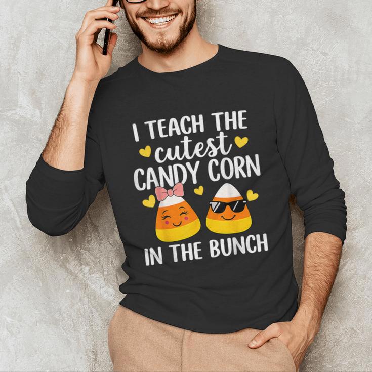 I Teach The Cutest Candy Corn In The Bunch Teacher Halloween Unisex Long Sleeve T-Shirt, funny gift