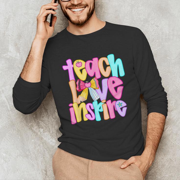 Teach Love Inspire Preppy Back To School Teacher Women Unisex Long Sleeve T-Shirt, funny gift Teach Love Inspire Preppy Back To School Teacher Women Unisex Long Sleeve T-Shirt, funny gift