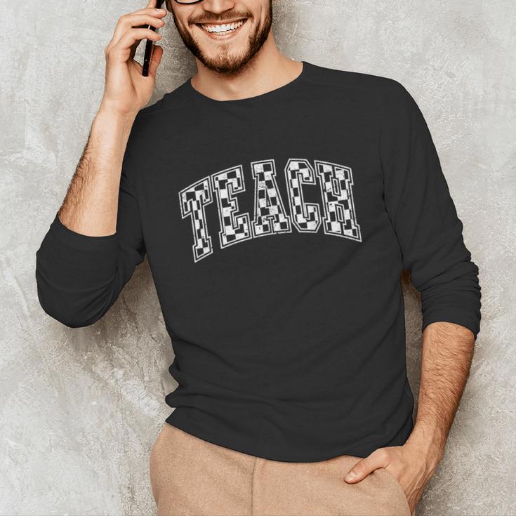 Teach Teacher Checkered First Day Of School Back To School Unisex Long Sleeve T-Shirt, funny gift Teach Teacher Checkered First Day Of School Back To School Unisex Long Sleeve T-Shirt, funny gift