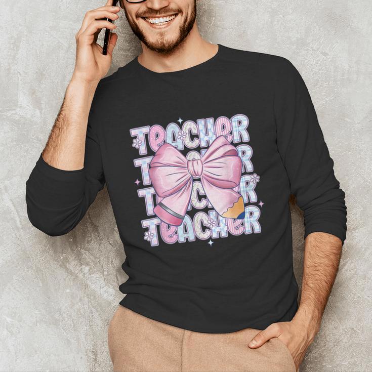 Teacher Bow Pencil Flowers Teacher Back To School Unisex Long Sleeve T-Shirt, funny gift Teacher Bow Pencil Flowers Teacher Back To School Unisex Long Sleeve T-Shirt, funny gift