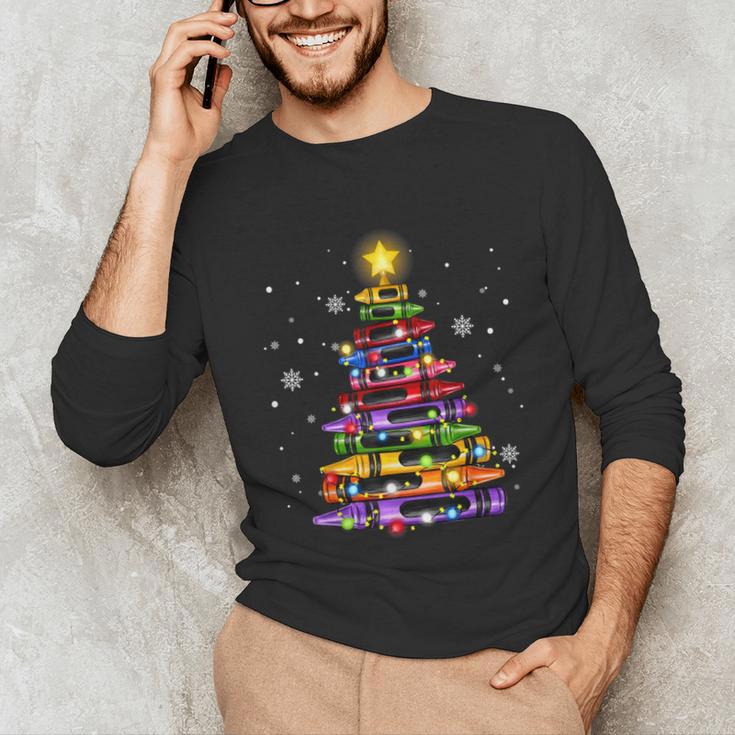 Teacher Crayon Christmas Tree Lights Student School Xmas Unisex Long Sleeve T-Shirt, funny gift Teacher Crayon Christmas Tree Lights Student School Xmas Unisex Long Sleeve T-Shirt, funny gift