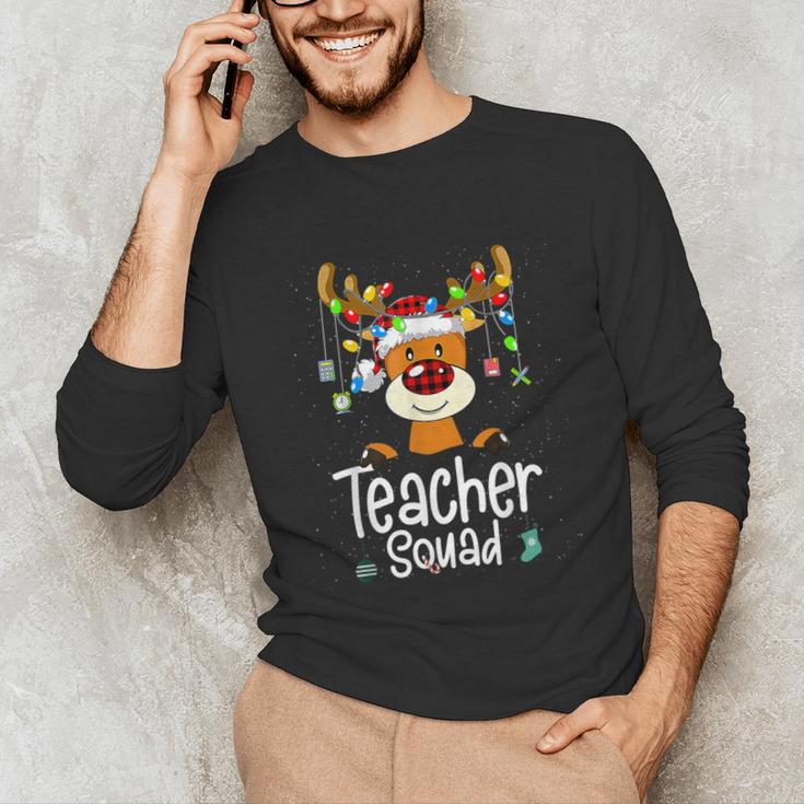 Teacher Squad Red Plaid Rudolph Reindeer Christmas Unisex Long Sleeve T-Shirt, funny gift