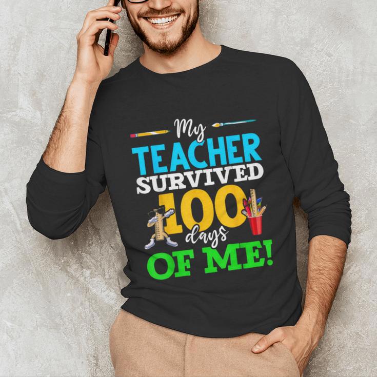 My Teacher Survived 100 Days Of Me Dab 100 Days Of School For Men Women Kids Unisex Long Sleeve T-Shirt, funny gift My Teacher Survived 100 Days Of Me Dab 100 Days Of School For Men Women Kids Unisex Long Sleeve T-Shirt, funny gift