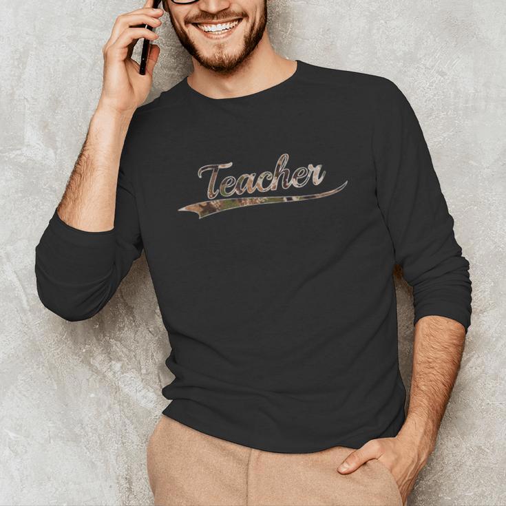 Teacher Teaching Camouflage Vintage Inspired Distressed Camo For Men Women Unisex Long Sleeve T-Shirt, funny gift Teacher Teaching Camouflage Vintage Inspired Distressed Camo For Men Women Unisex Long Sleeve T-Shirt, funny gift