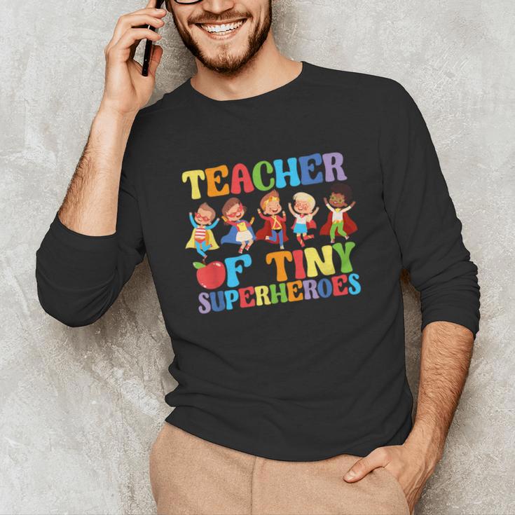 Teacher Of Tiny Superheroes Teach 100th Day Of School Unisex Long Sleeve T-Shirt, funny gift Teacher Of Tiny Superheroes Teach 100th Day Of School Unisex Long Sleeve T-Shirt, funny gift