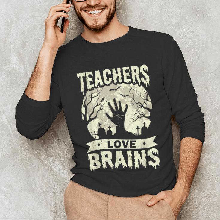 Teachers Love Brains Halloween Costume Boo Trick Teach Unisex Long Sleeve T-Shirt, funny gift