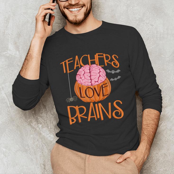 Teachers Love Brains Halloween T-Shirt For Men Women Unisex Long Sleeve T-Shirt, funny gift