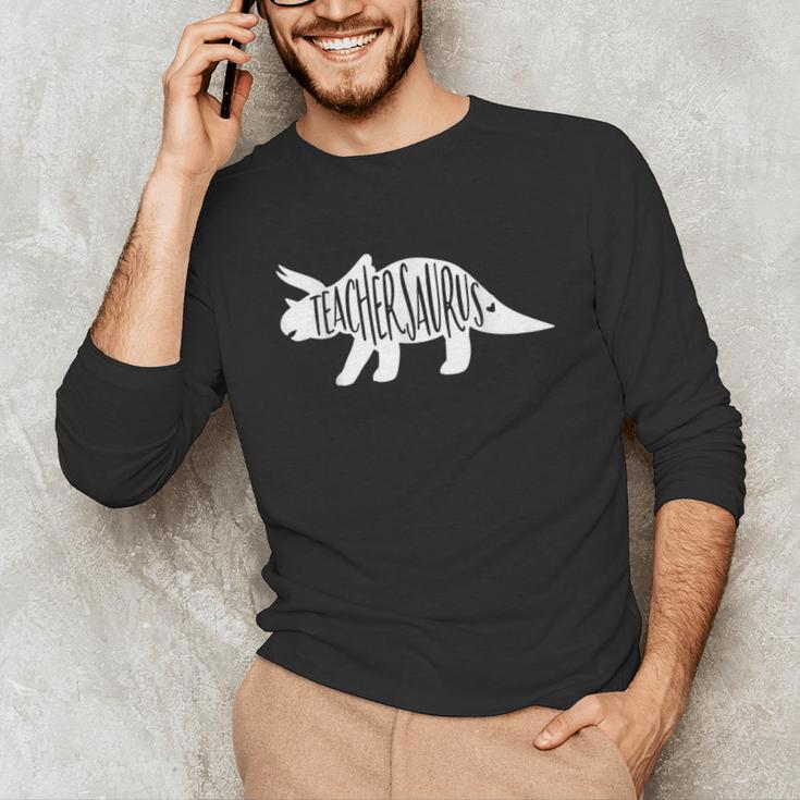 Teachersaurus Like A Normal Teacher Awesome Dinosaur Teacher Men Women Girls Kids Unisex Long Sleeve T-Shirt, funny gift