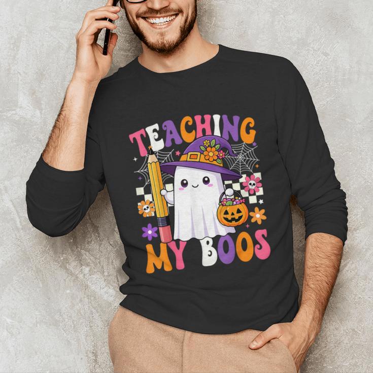 Teaching My Boos Ghost Teacher Cute Pencil Halloween Teacher Unisex Long Sleeve T-Shirt, funny gift