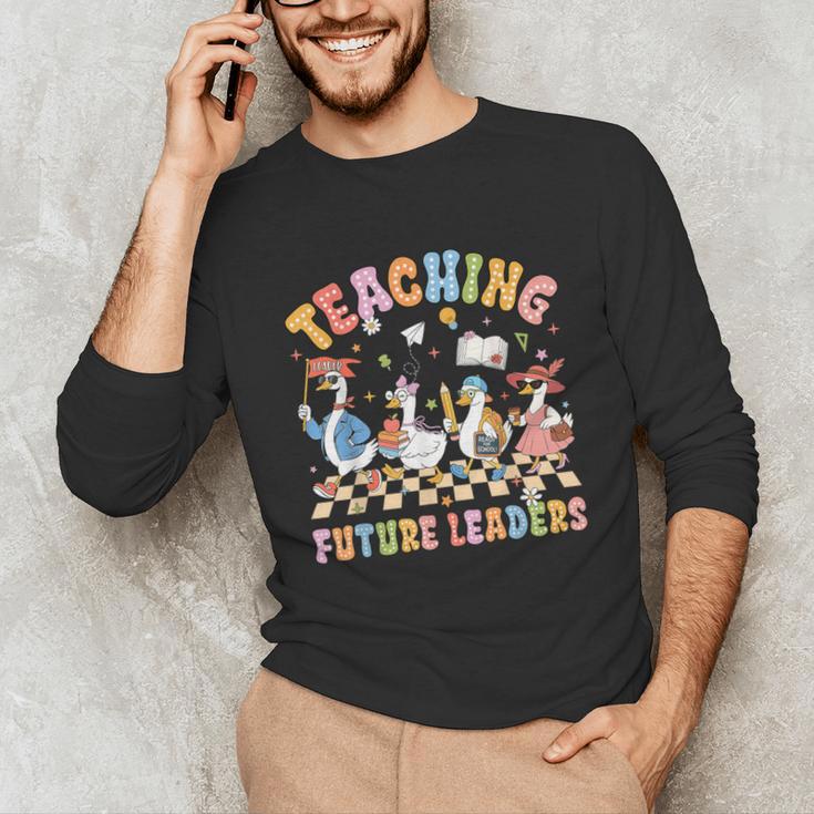 Teaching Future Leaders Teacher Back To School Cute Goose Unisex Long Sleeve T-Shirt, funny gift Teaching Future Leaders Teacher Back To School Cute Goose Unisex Long Sleeve T-Shirt, funny gift