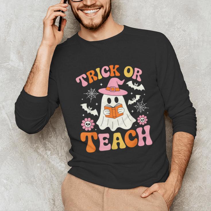 Trick Or Teach Cute Floral Ghost Teacher Halloween Costume Unisex Long Sleeve T-Shirt, funny gift Trick Or Teach Cute Floral Ghost Teacher Halloween Costume Unisex Long Sleeve T-Shirt, funny gift