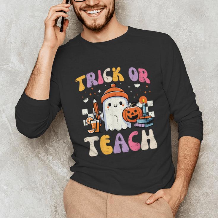 Trick Or Teach Ghost Teacher School Halloween Men Women Unisex Long Sleeve T-Shirt, funny gift Trick Or Teach Ghost Teacher School Halloween Men Women Unisex Long Sleeve T-Shirt, funny gift