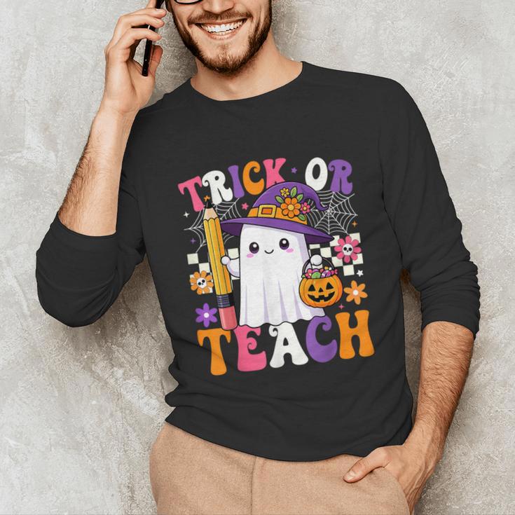 Trick Or Teach Teacher Pencil Ghost Halloween Teacher Unisex Long Sleeve T-Shirt, funny gift Trick Or Teach Teacher Pencil Ghost Halloween Teacher Unisex Long Sleeve T-Shirt, funny gift