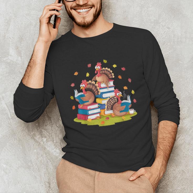 Turkey Reading Books Fall Season Thanksgiving Teacher Book Unisex Long Sleeve T-Shirt, funny gift Turkey Reading Books Fall Season Thanksgiving Teacher Book Unisex Long Sleeve T-Shirt, funny gift