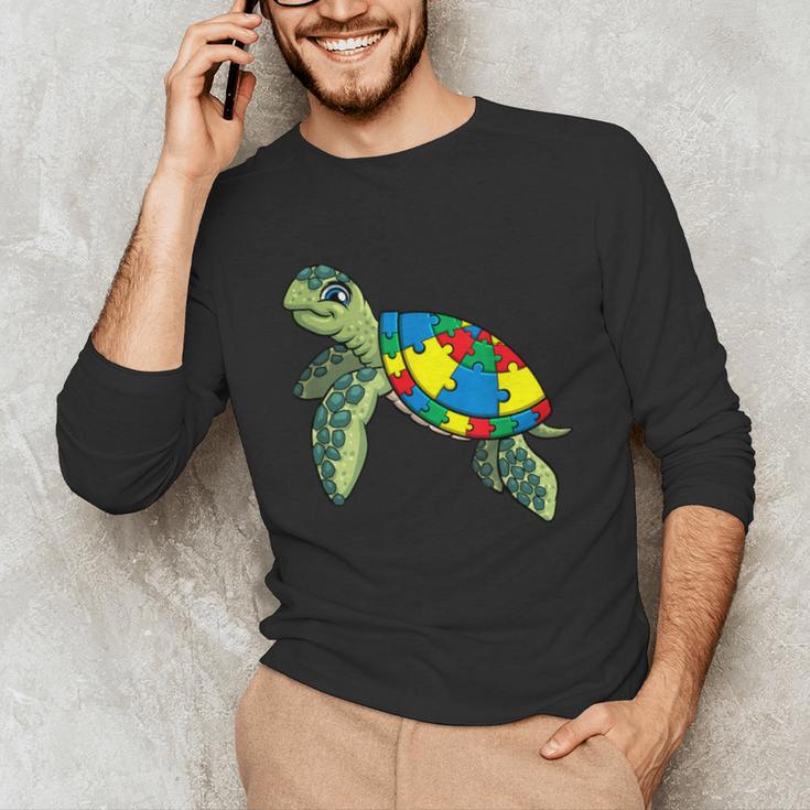 Turtle Puzzle Pieces For Autism Awareness Kids Women Teacher Unisex Long Sleeve T-Shirt, funny gift