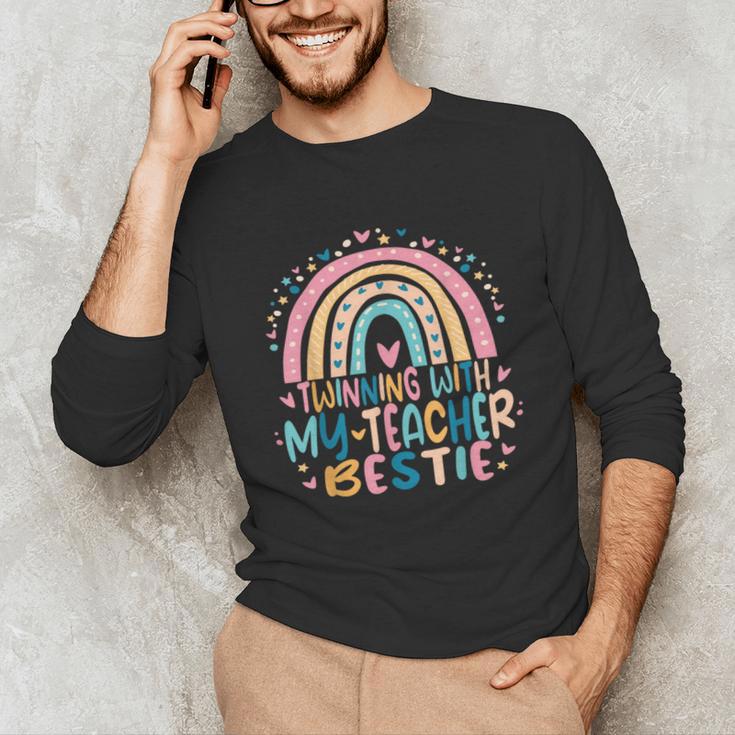 Twinning With My Teacher Bestie Rainbow Matching Teachers Unisex Long Sleeve T-Shirt, funny gift