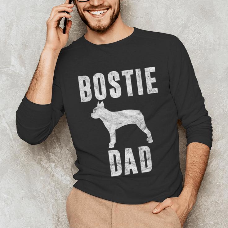 Vintage Boston Terrier Dad Dog Daddy Bostie Father Unisex Long Sleeve T-Shirt, funny gift