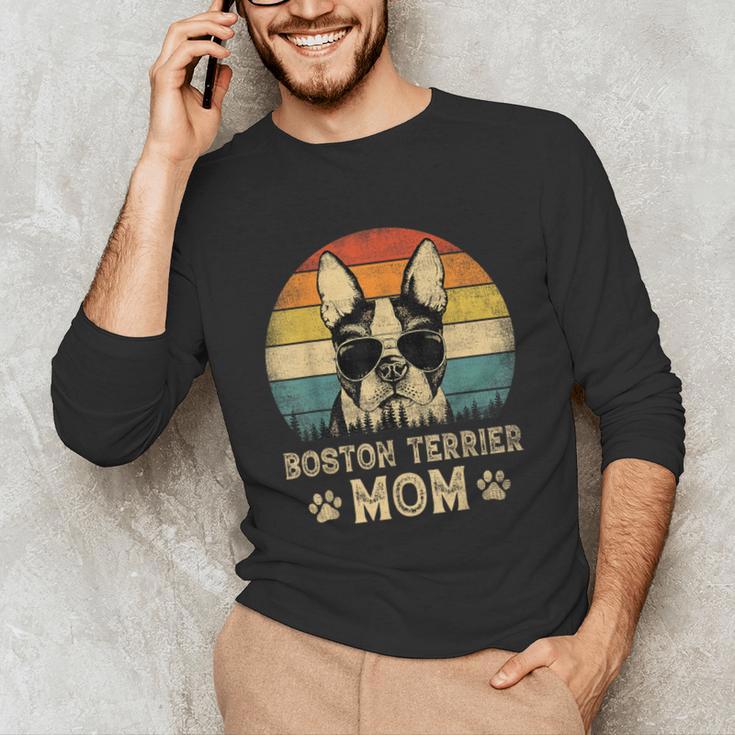 Vintage Boston Terrier Mom Dog Lovers Mother's Day Unisex Long Sleeve T-Shirt, funny gift