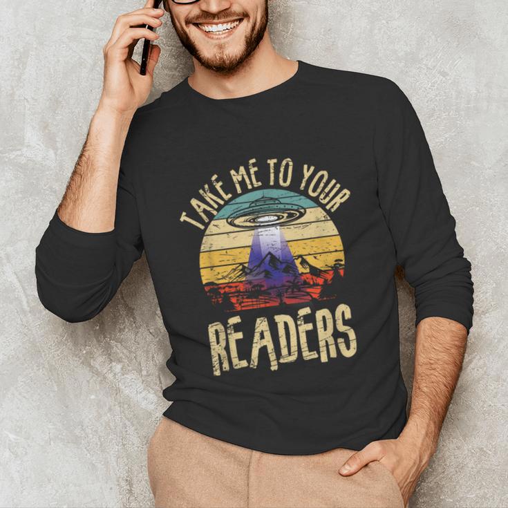 Vintage Take Me To Your Readers English Teacher Alien Space Men Women Unisex Long Sleeve T-Shirt, funny gift