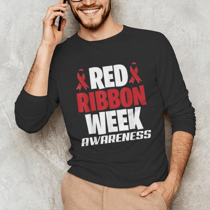 We Wear Red For Red Ribbon Week Awareness Mothers Teachers Unisex Long Sleeve T-Shirt, funny gift We Wear Red For Red Ribbon Week Awareness Mothers Teachers Unisex Long Sleeve T-Shirt, funny gift
