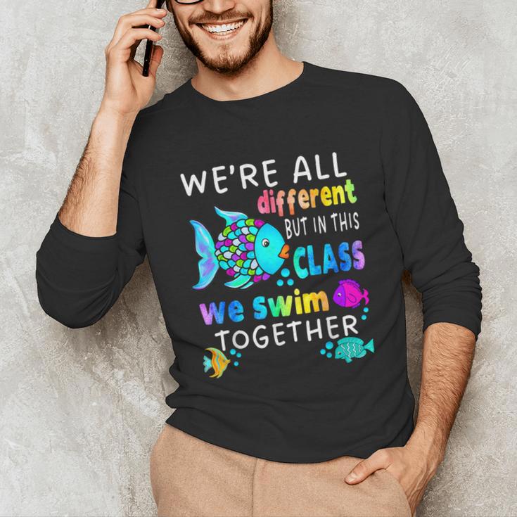 We'Re All Different But We Swim Together Elementary Teacher Unisex Long Sleeve T-Shirt, funny gift We'Re All Different But We Swim Together Elementary Teacher Unisex Long Sleeve T-Shirt, funny gift