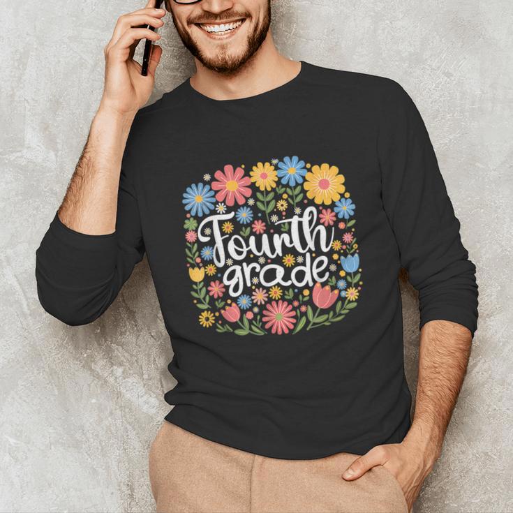 Wildflower 4th Fourth Grade Floral Back To School Teacher Unisex Long Sleeve T-Shirt, funny gift Wildflower 4th Fourth Grade Floral Back To School Teacher Unisex Long Sleeve T-Shirt, funny gift