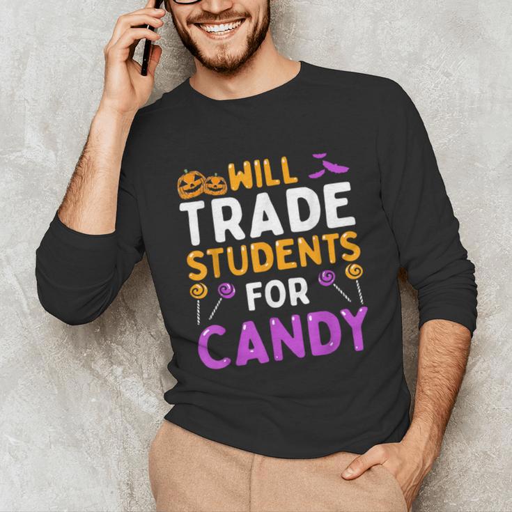 Will Trade Students For Candy Cute Halloween Costume Teacher For Men Women Kids Unisex Long Sleeve T-Shirt, funny gift Will Trade Students For Candy Cute Halloween Costume Teacher For Men Women Kids Unisex Long Sleeve T-Shirt, funny gift