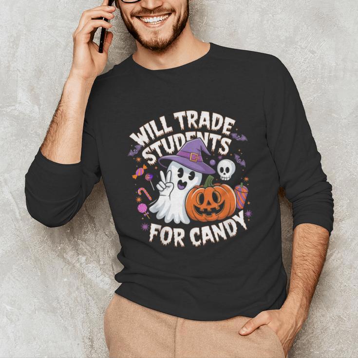 Will Trade Students For Candy Halloween Teacher Unisex Long Sleeve T-Shirt, funny gift Will Trade Students For Candy Halloween Teacher Unisex Long Sleeve T-Shirt, funny gift