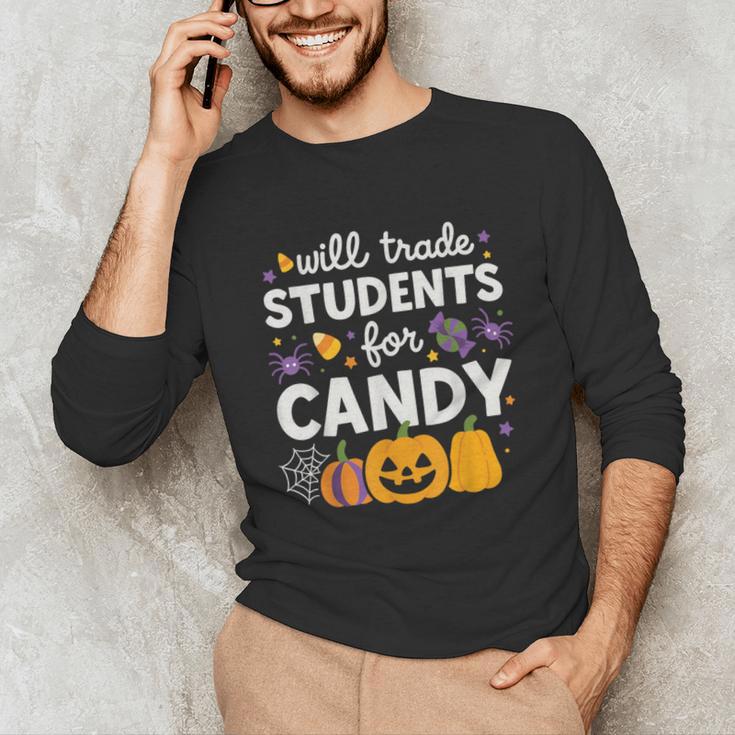 Will Trade Students For Candy Teacher Cute Halloween Unisex Long Sleeve T-Shirt, funny gift