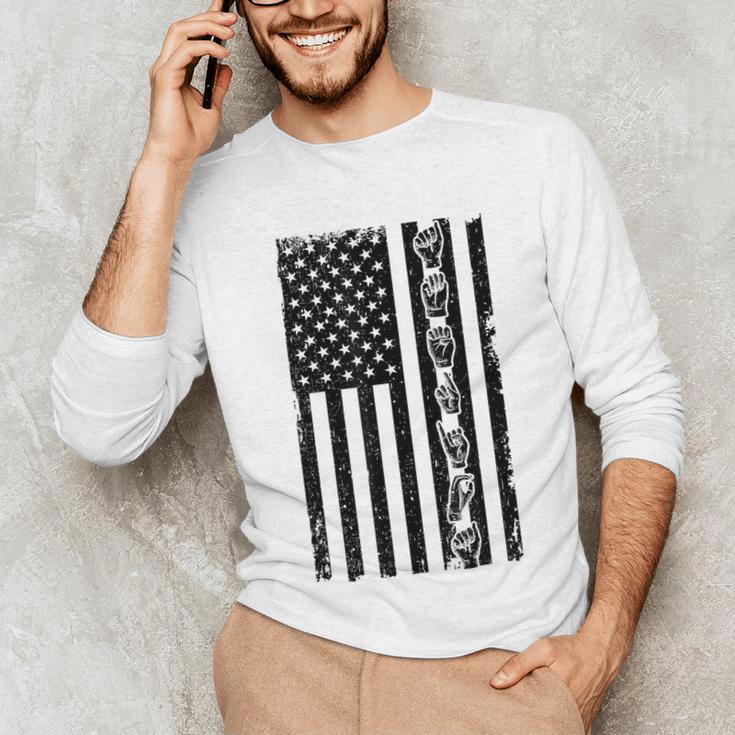ASL Flag Sign Language Deaf ASL Teacher For Men Women Unisex Long Sleeve T-Shirt, funny gift