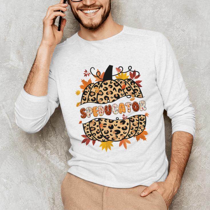 Autumn Fall SPED ED Teacher Thankful Grateful Pumpkin Retro Unisex Long Sleeve T-Shirt, funny gift