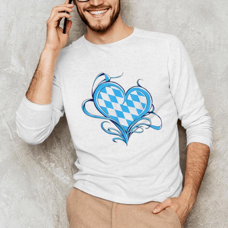 Bavarian Flag As Heart Blue Diamond Bavaria Unisex Long Sleeve T-Shirt, funny gift