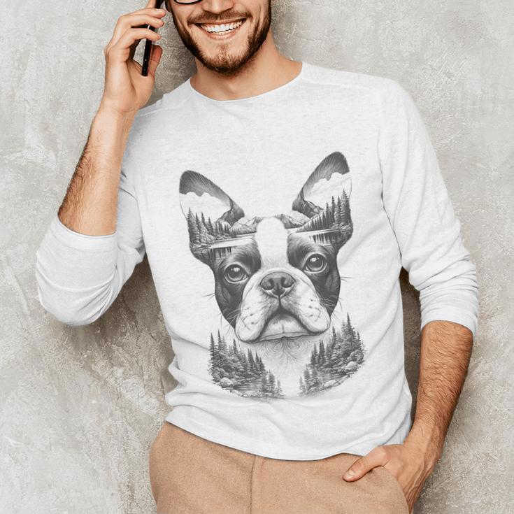 Boston Terrier Dog Bostie Nature Memorial Idea Men Women Unisex Long Sleeve T-Shirt, funny gift