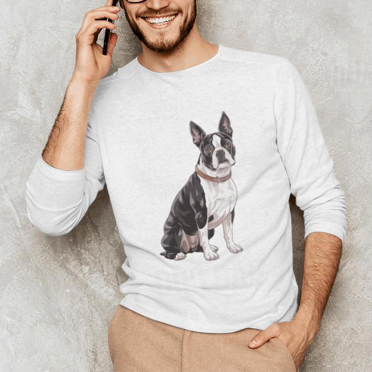 Boston Terrier Dog Dad Boston Terrier Dog Lovers Unisex Long Sleeve T-Shirt, funny gift