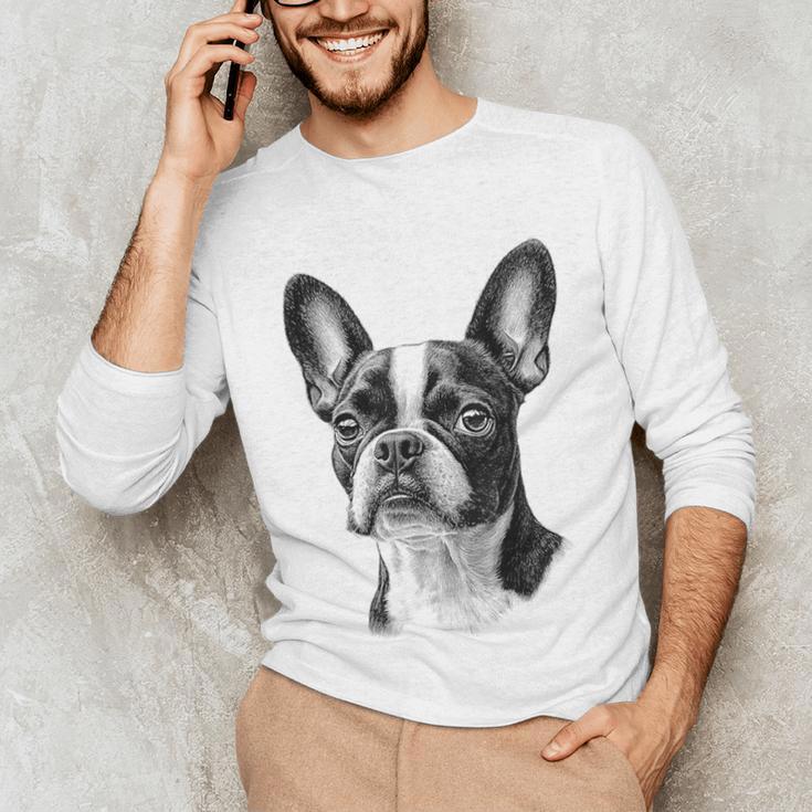 Boston Terrier Dog Motif Pet Illustration Boston Terrier For Men Women Kids Unisex Long Sleeve T-Shirt, funny gift