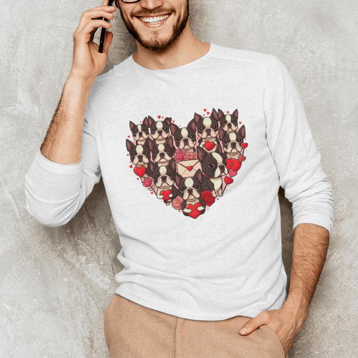 Boston Terrier Heart Valentine Boston Terrier Unisex Long Sleeve T-Shirt, funny gift
