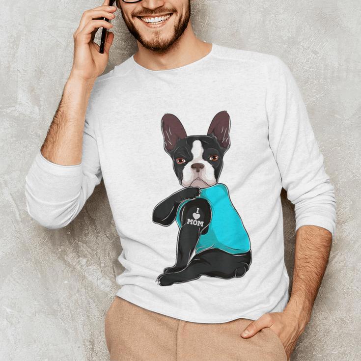 Boston Terrier I Love Mom Apparel Unisex Long Sleeve T-Shirt, funny gift